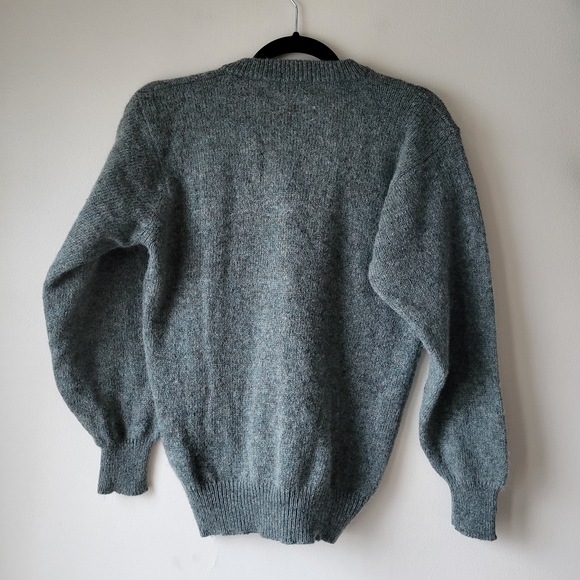 Vintage Mark Astor green grey V-neck wool blend knit pull over sweater size M - Picture 2 of 11